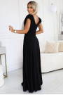  411-12 CRYSTAL long shimmering dress with a neckline - black 
