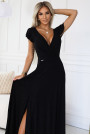  411-12 CRYSTAL long shimmering dress with a neckline - black 