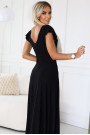  411-12 CRYSTAL long shimmering dress with a neckline - black 