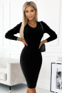  570-1 Comfortable jumper dress with v-neck - black 