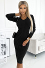  570-1 Comfortable jumper dress with v-neck - black 