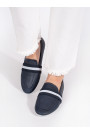 Granatowe eleganckie baleriny wsuwane