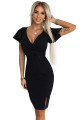  479-9 NINA elegant dress with envelope neckline, sleeve and belt - black 