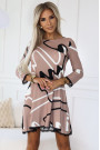  577-1 Lace trapeze sweater dress - beige with black and white pattern 