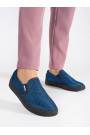 Niebieskie brokatowe trampki slip on