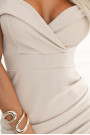  564-5 CALLIE Off-the-shoulder midi dress with neckline - light beige 