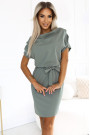  240-4 ROXI dress with asymmetrical skirt and belt - olive color 