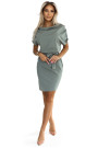  240-4 ROXI dress with asymmetrical skirt and belt - olive color 