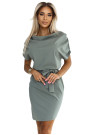  240-4 ROXI dress with asymmetrical skirt and belt - olive color 