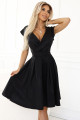  348-10 SCARLETT flared dress with a neckline - black with glitter 