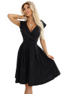  348-10 SCARLETT flared dress with a neckline - black with glitter 