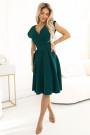  348-11 SCARLETT - flared dress with a neckline - green 