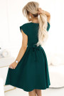 348-11 SCARLETT - flared dress with a neckline - green 