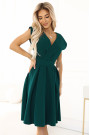  348-11 SCARLETT - flared dress with a neckline - green 