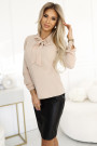  140-25 Business blouse with long sleeves and front ties - beige 