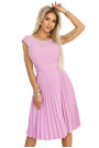  311-18 LILA Classic pleated dress with short sleeves and a belt - heather color 
