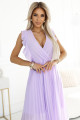  315-7 EMILY Pleated dress with frills and neckline - heather color 