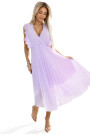  315-7 EMILY Pleated dress with frills and neckline - heather color 
