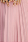  311-19 LILA Classic pleated dress with short sleeves and a belt - powder pink 