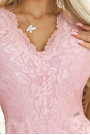  316-11 Lace dress with short sleeves and neckline - powder pink 