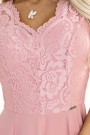  309-13 AMBER elegant long lace dress with a neckline - powder pink 