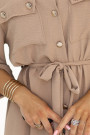  531-3 Midi shirt dress with gold buttons and ties - MOCHA MOUSSE 