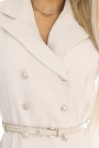  596-1 Elegant midi shirt dress with gold buttons and belt - beige 