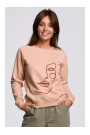 B167 Pullover top with a print in the front - beige