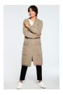 BK016 Longline hooded cardigan with side pockets - light brown
