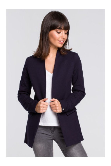 B102 Cotton-blend open blazer - navy blue