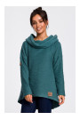 B131 High collar pullover top - turquoise