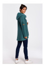 B131 High collar pullover top - turquoise