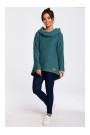 B131 High collar pullover top - turquoise