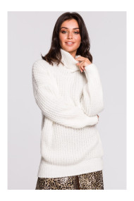 BK030 High neck pullover sweater - white