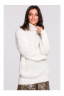 BK030 High neck pullover sweater - white