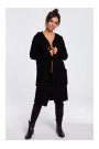 BK033 Pleated knit hooded cardigan - black
