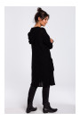 BK033 Pleated knit hooded cardigan - black