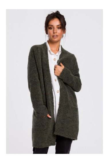 BK034 Fuzzy knit cardigan - green