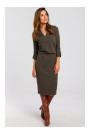 S194 Knit dress with V-neck - olive