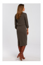 S194 Knit dress with V-neck - olive