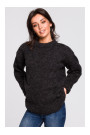BK038 Pleated knit pullover sweater - anthracite