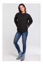 BK038 Pleated knit pullover sweater - anthracite