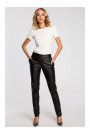 M144 Straight leg, faux leather trousers with a back zip - black