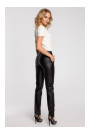 M144 Straight leg, faux leather trousers with a back zip - black