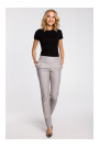 M144 Straight leg, faux leather trousers with a back zip - grey