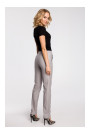 M144 Straight leg, faux leather trousers with a back zip - grey