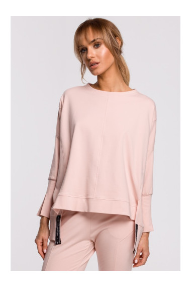M491 Pullover oversized top with side splits - candy pink