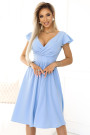  425-12 MATILDE Dress with a neckline and short sleeves - light blue 