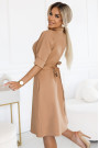  286-8 SANDY Flared shirt dress with belt - MOCHA MOUSSE 