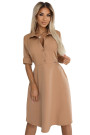  286-8 SANDY Flared shirt dress with belt - MOCHA MOUSSE 
